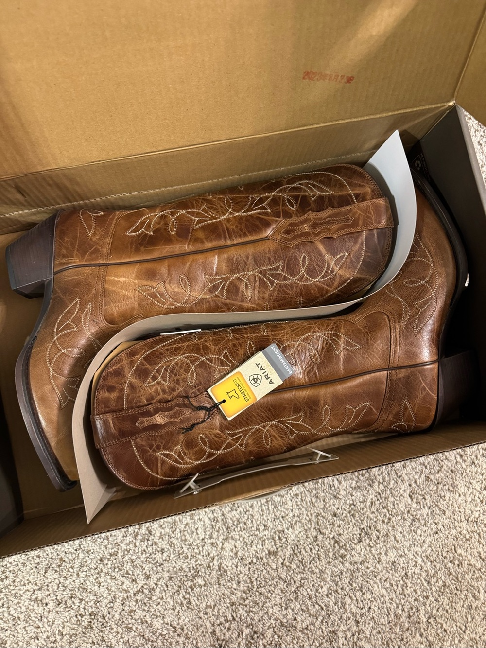 Ariat Tan-Brown Western Embroidered Cowboy Boots